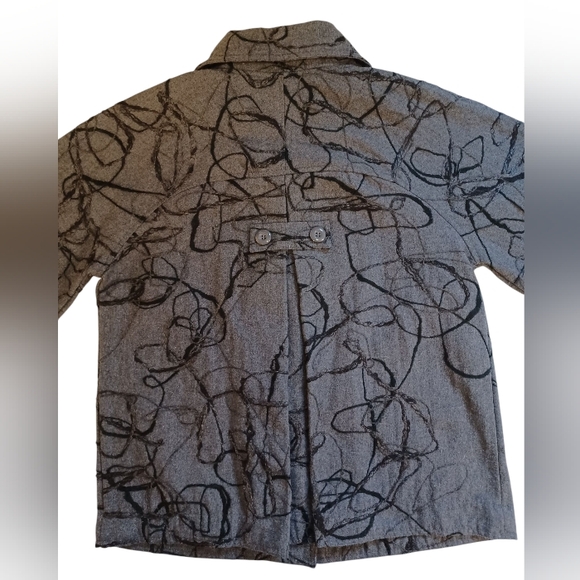 Vintage Lisa Abstract Pattern Gray and Black Blazer - Picture 2 of 10